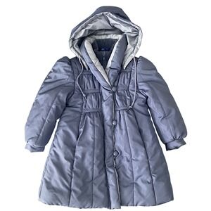 Vintage Rothschild 1980s Periwinkle Hooded Puffer Winter Coat | Girls Size 5